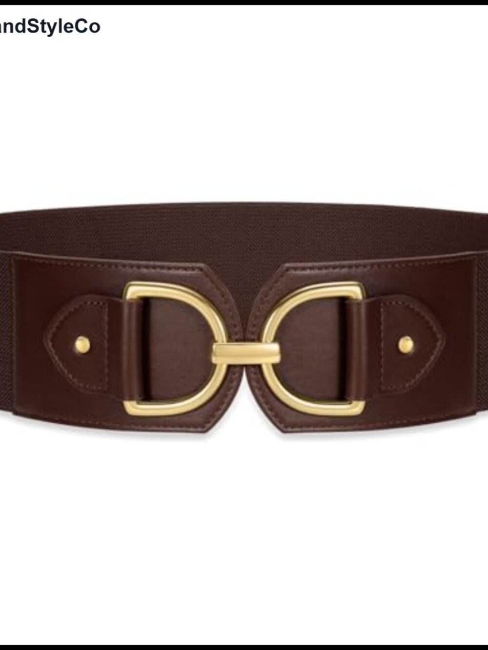 Wide Stretch Faux Leather Belt Gold Buckle Vintage Waist Belt Women
